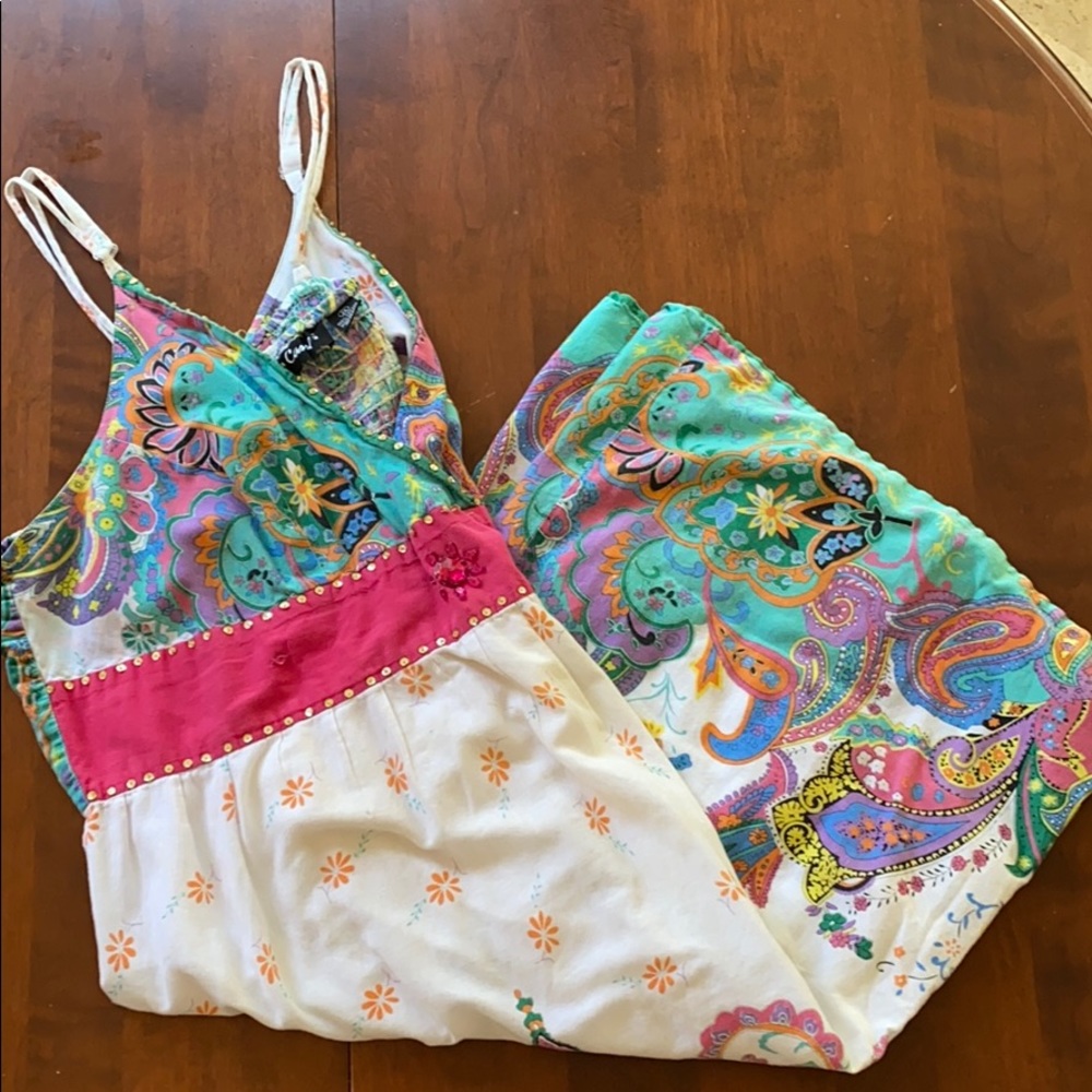 Mid-length Floral Adjustable Spaghetti-Strap Dress
